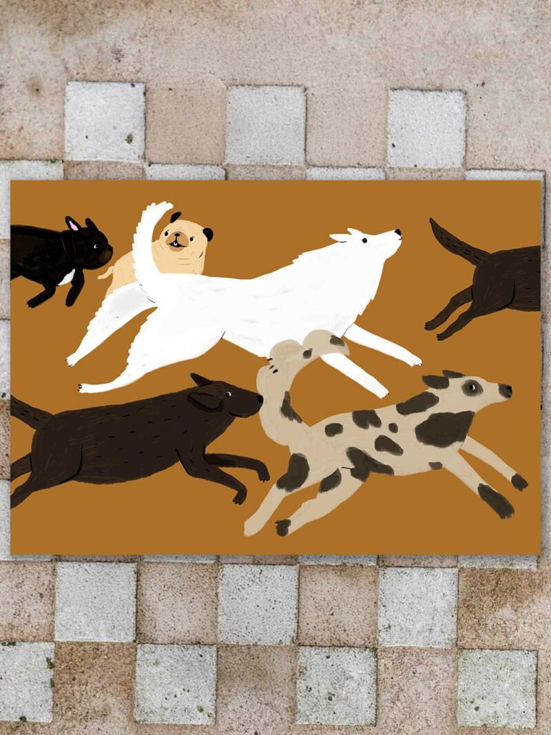 Plakát A3 / běžící pejsci